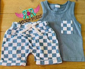 Blue Checkered Tank set