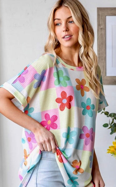 Floral Checkered Top