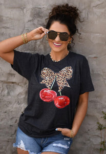 Cherry Leopard Bow Tee