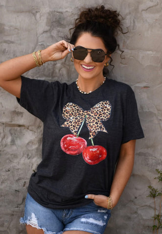 Cherry Leopard Bow Tee