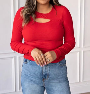 Red cut out Top