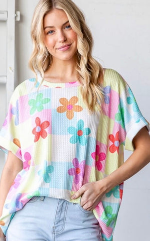 Floral Checkered Top