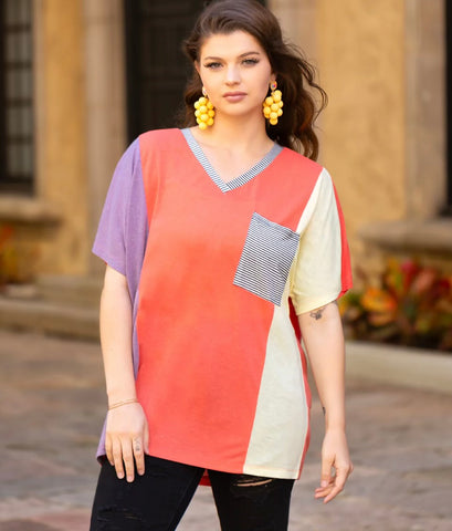 Color block vneck