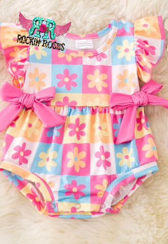 Floral Checkered Romper