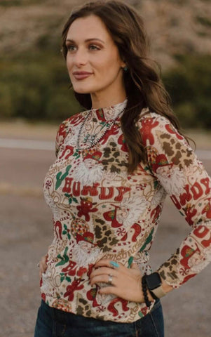 Howdy Santa Mesh Top