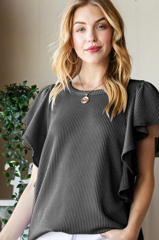 Black ruffle sleeve Top