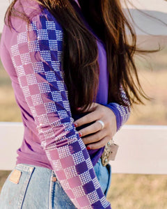 Checked in Purple Mesh Top