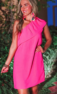 Pink One Shoulder Dress
