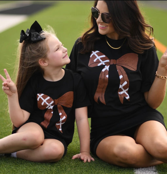 Football Bow Tee: youth/ adult