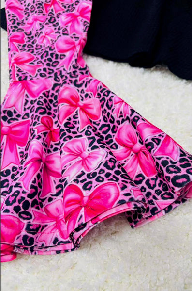 Leopard and bows Girls Set