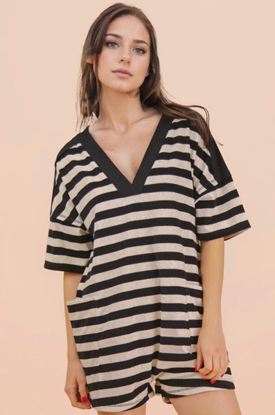 Black Stripe Romper