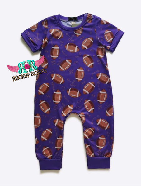 Purple Football Romper
