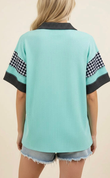 Mint V-neck Top