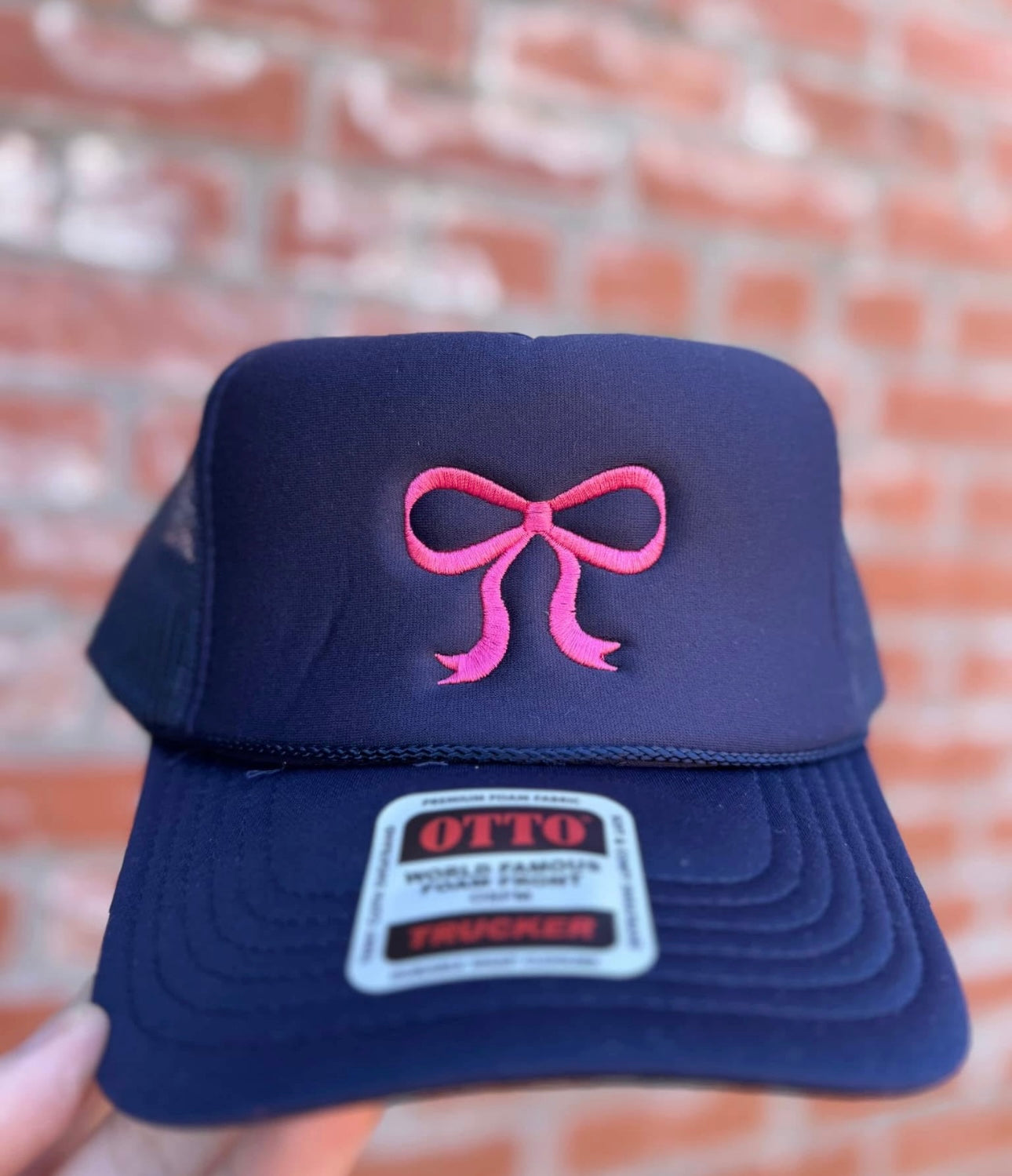 Navy cap with Pink bow