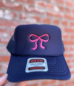 Navy cap with Pink bow