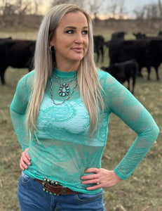 Aquamarine lace Top