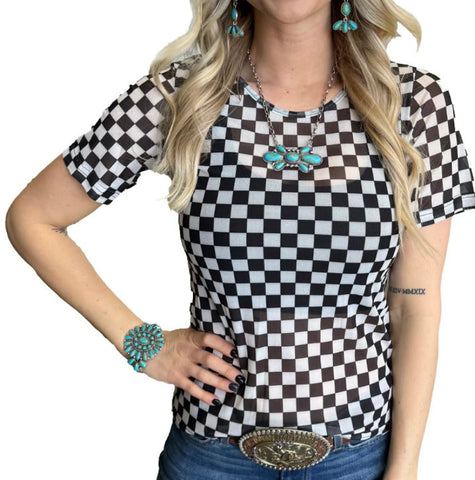 Checkered Mesh Top